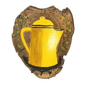 Vintage Hand Painted  Cottage Cabin Core Wood Wall Plaque Key Hooks